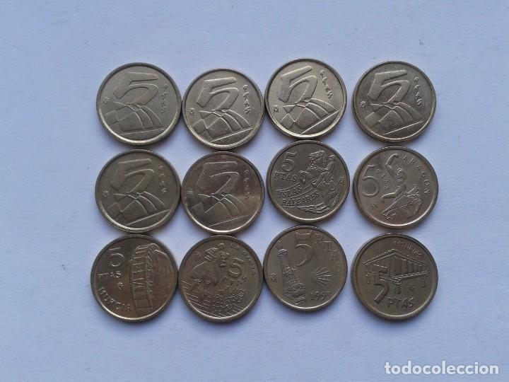 Moedas Juan Carlos I: LOTE 5 PESETAS SERIE COMPLETA 12 MONEDAS DIFERENTES 1989-2000 MAGNIFICO ESTADO R5307