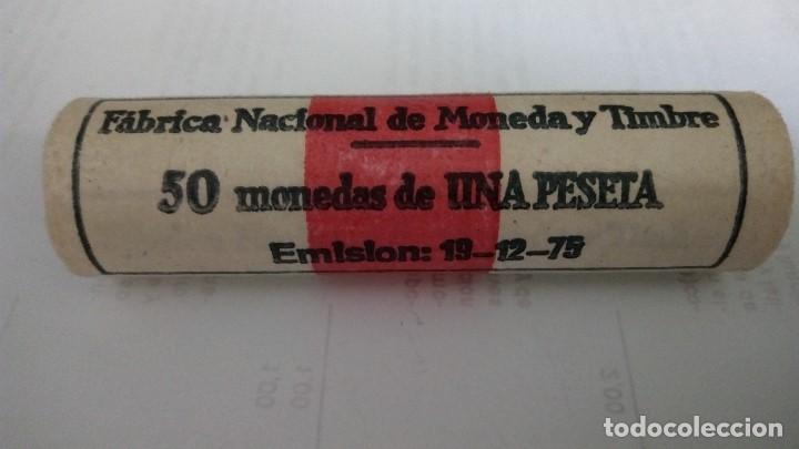 Coins Juan Carlos I: CARTUCHO 50 MONEDAS UNA PESETA, EMISION 19-12-1975