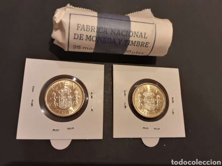 Monedas Juan Carlos I: 2 Monedas 100 Pesetas 1990. S/C. Juan Carlos I.Lis Arriba y Lis Abajo sacadas de Cartucho. - Foto 2 - 247705455