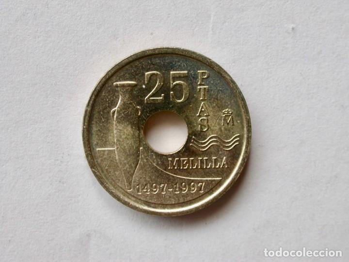 Monete Juan Carlos I: MONEDA 25 PESETAS DE 1997, MELILLA