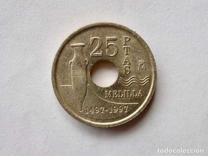 Monete Juan Carlos I: MONEDA 25 PESETAS DE 1997, MELILLA