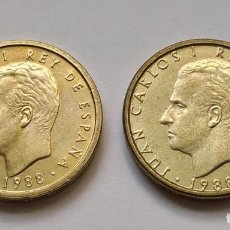Monedas Juan Carlos I: ## VARIANTE 100 PESETAS 1988 NORMAL Y CABEZA GRANDE - ANVERSO -SIN CIRCULAR ##. Lote 202569273