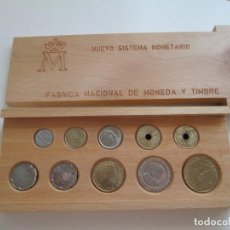 Monedas Juan Carlos I: NUEVO SISTEMA MONETARIO FNMT * ESTUCHE DE MADERA * SERIE COMPLETA 1990 *. Lote 211663048