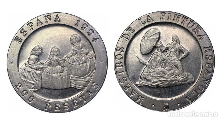 Monedas Juan Carlos I: ESPA&Ntilde;A: 200 pesetas 1994 Las Meninas de Velazquez y el Quitasol de Goya S/C