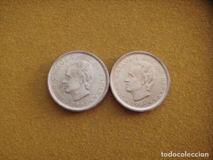 Monedas Juan Carlos I: 100 pesetas 1995 _ ( 2 monedas, lises arriba y abajo) _ Juan Carlos I _ Espa&ntilde;a.