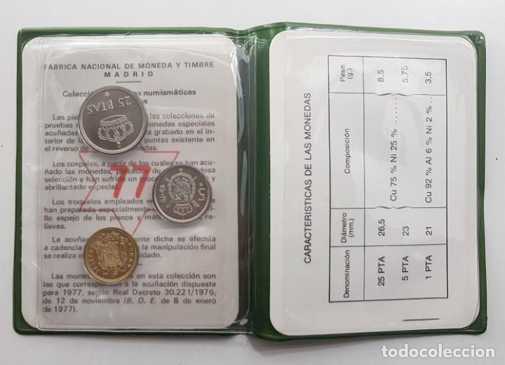 M&uuml;nzen unter Juan Carlos I: CARTERA OFICIAL FNMT - PRUEBAS NUMISMATICAS 1975 *77 - SIN CIRCULAR - PERFECTA - 1+5+25 PESETAS