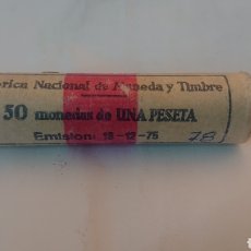 Monnaies Juan Carlos I: CARTUCHO DE 50 MONEDAS DE 1 PESETA AŃO 1975 ESTRELLA 78 FNMT. Lote 233577595