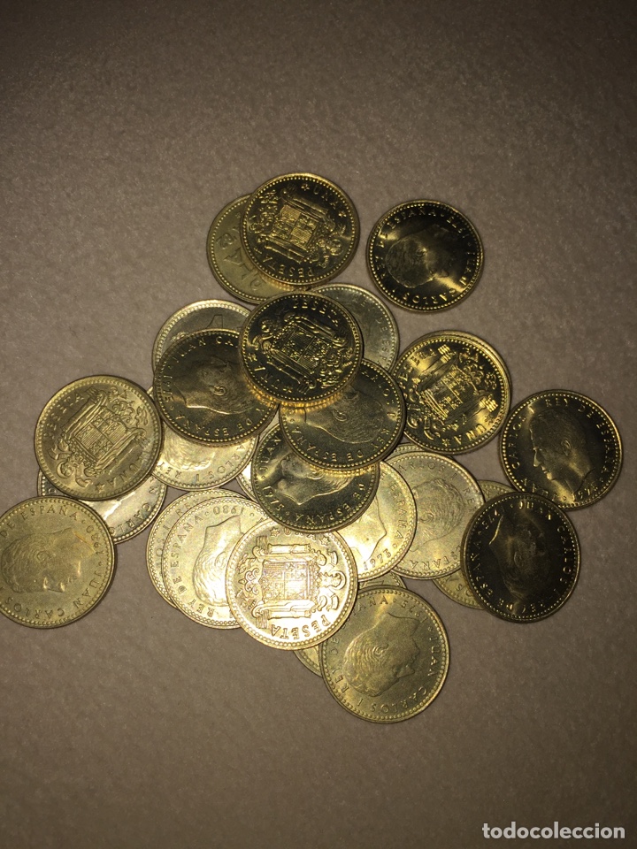 M&uuml;nzen unter Juan Carlos I: Lote de 28 monedas de 1 pta. 12 del a&ntilde;o 1980 y 16 del a&ntilde;o 1975