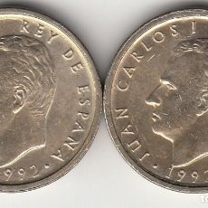 Monedas Juan Carlos I: JUAN CARLOS I: 100 PESETAS 1992 / 2 MONEDAS - CANTO FLOR LIS ARRIBA-ABAJO