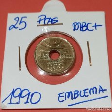 Monedas Juan Carlos I: ESPAÑA MONEDA 25 PESETAS 1990 ”EMBLEMA” MBC+ / L.79. Lote 257838455
