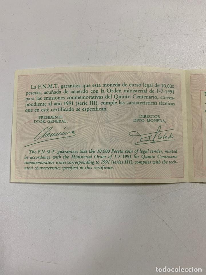 Monedas Juan Carlos I: ESPAÑA 1991. QUINTO CENTENARIO MONEDA DE 10000 PESETAS DE PLATA. 3ª SERIE. CINCUENTIN - Foto 9 - 263637410