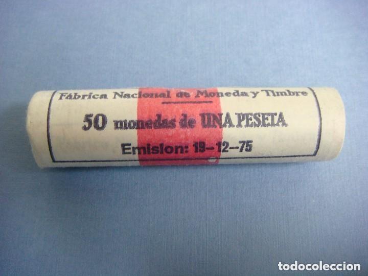 Monedas Juan Carlos I: MONEDA CARTUCHO DE LA FNMT DE 50 MONEDAS DE 1 PESETA EMISION 19-12-75 CAJ-20
