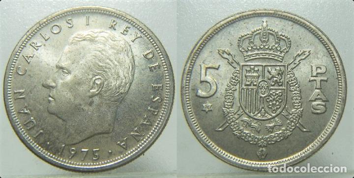 Coins Juan Carlos I: Moneda de Juan Carlos I 5 pesetas 1975 * 76 S/C sacada de cartera