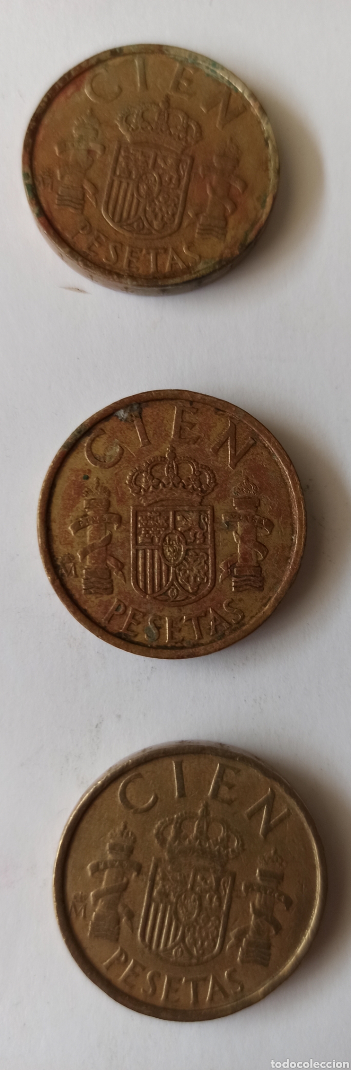 Monete Juan Carlos I: 3 monedas 100 pesetas a&ntilde;os1984/1986/1989 numismatica