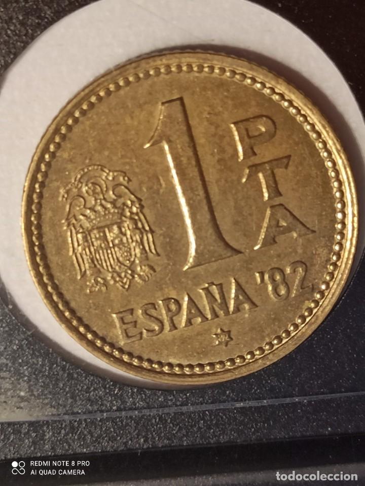 Monete Juan Carlos I: 1 peseta 1980 *82 MBC Listel desplazado y doble listel