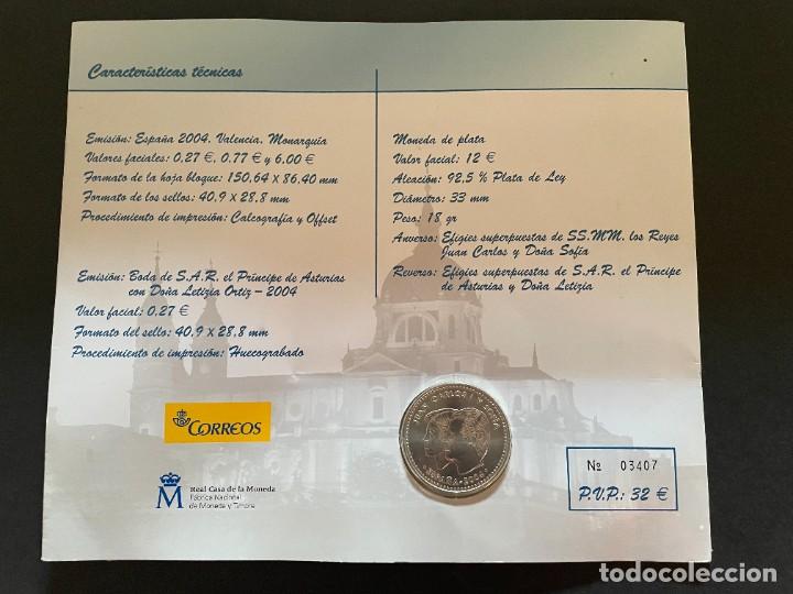 Monedas Juan Carlos I: 12 EUROS PLATA + SELLOS - Correos 2004 Boda real moneda - Foto 5 - 286563183