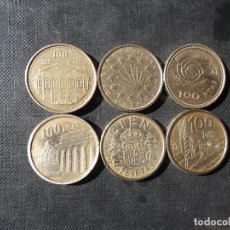 Monedas Juan Carlos I: CONJUNTO DE 6 MONEDAS AÑOS 90 DE 100 PESETAS. Lote 329662638