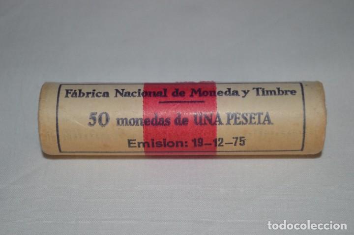 M&uuml;nzen unter Juan Carlos I: Cartucho de monedas de Una Peseta. 1975. romanjuguetesymas.
