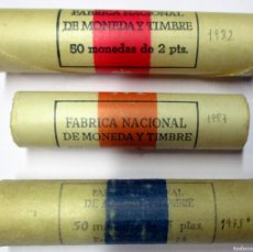 Monedas Juan Carlos I: 3 CARTUCHOS DE MONEDAS DE LA F.N.M.T. 1 PESETA 1987 - 2 PESETAS 1982 - 5 PESETAS 1975*76. LOTE 4213. Lote 385809549