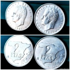 Monedas Juan Carlos I: ⚜️ AN328. SIN CIRCULAR. SERIE COMPLETA 2 PESETAS 1982 + 1984. Lote 388943544