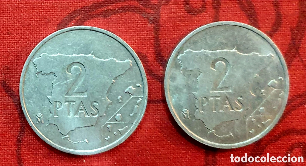 Monedas Juan Carlos I: Dos monedas de 2 pesetas de 1982 - Foto 2
