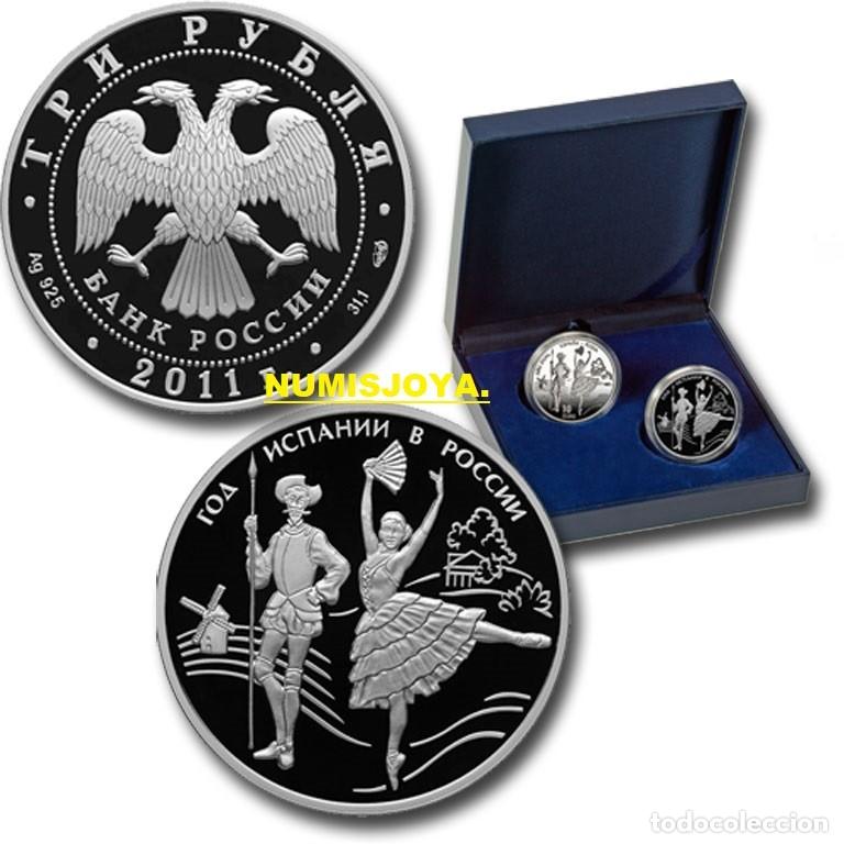 M&uuml;nzen unter Juan Carlos I: MONEDAS Set 2011 A&ntilde;o Dual Espa&ntilde;a-Rusia. Estuche conjunto 10 Euros y 3 Rublos Plata. SOLO 1500 JUEGOS