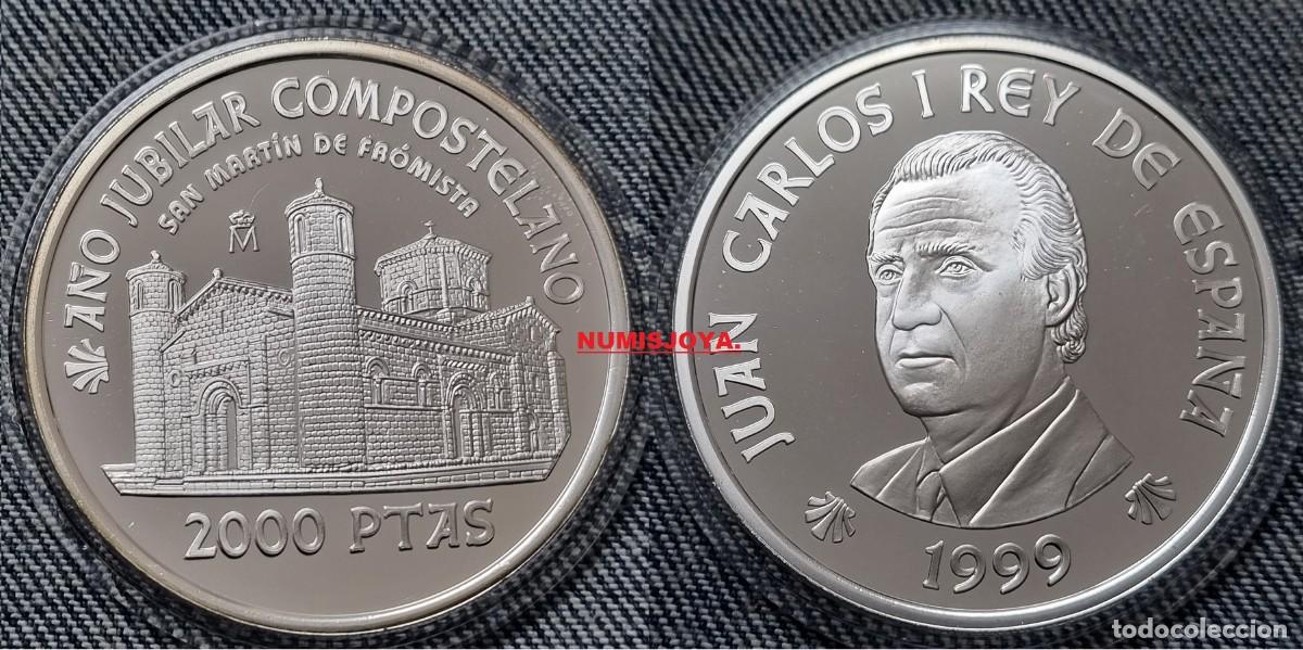 M&uuml;nzen unter Juan Carlos I: 2000 PESETAS PLATA 1999 A&Ntilde;O JUBILAR COMPOSTELANO SAN MARTIN FROMISTA. Peso 27 gr. 40 mm.