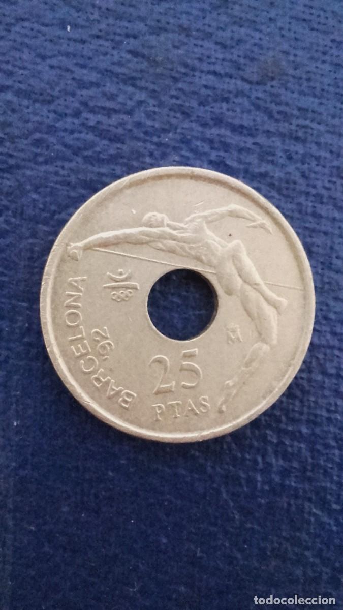 Monete Juan Carlos I: rare pi&egrave;ce de monnaie 25 PTAS 1990 , Barcelona 92 , tr&egrave;s bon &egrave;tat
