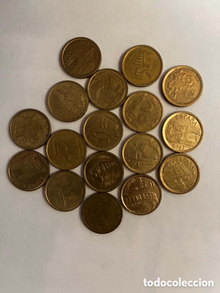 M&uuml;nzen unter Juan Carlos I: Lote Monedas de 5 Pesetas (1 duro) D&eacute;cada 1990
