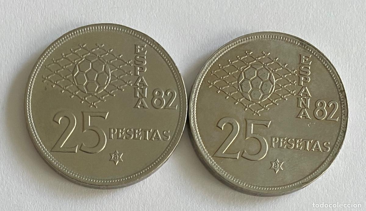Monedas Juan Carlos I: LOTE DE 2 MONEDAS DE 25 PESETAS 1980, ESTRELLA *81, SIN CIRCULAR