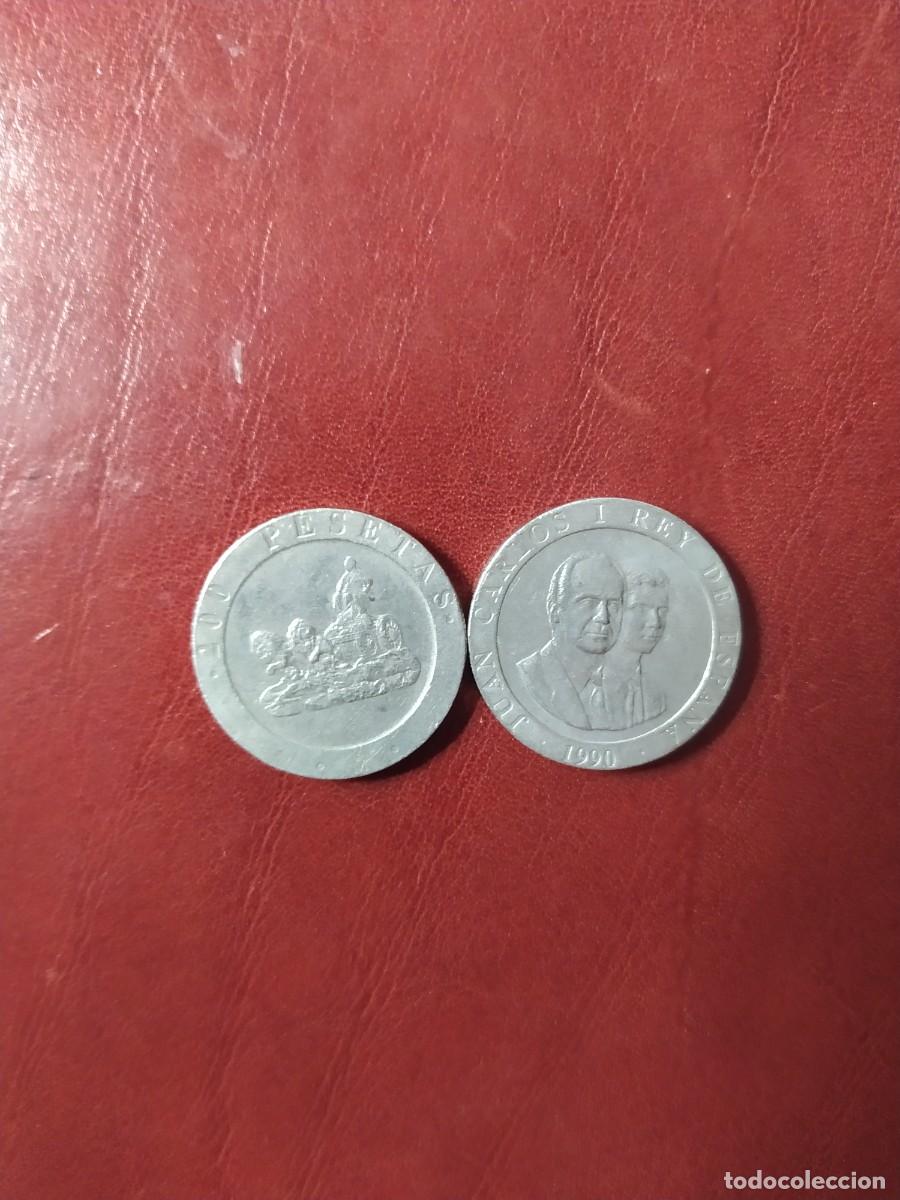 M&uuml;nzen unter Juan Carlos I: DOS MONEDAS 200 PESETAS A&Ntilde;O 1990 CONMEMORATIVA FUENTE DE CIBELES