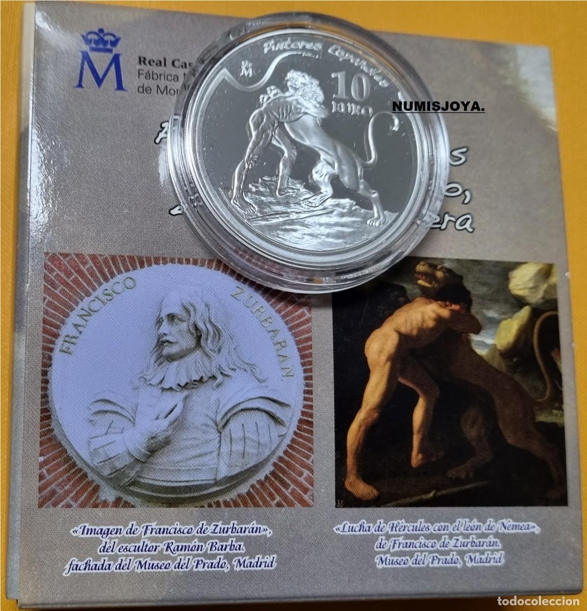 M&uuml;nzen unter Juan Carlos I: 10 Euros 2011 Pintores Espa&ntilde;oles IV ZURBAR&Aacute;N LUCHA DE HERCULES CON LE&Oacute;N NEMEA RARA SOLO 1576 MONEDAS
