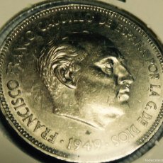 Monedas Juan Carlos I: JUAN CARLOS I, 5 PESETAS, 1949, ESCUDO DEL ÁGUILA IMPERIAL. DURO CABEZÓN. SC