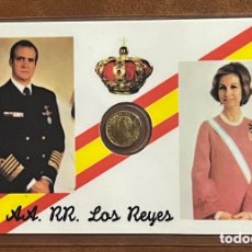 Monedas Juan Carlos I: TARJETA CON MINI REPRODUCCIÓN DE 100 PESETAS 1980 DE LOS REYES EMÉRITOS JUAN CARLOS Y SOFÍA.