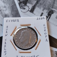 Monedas Juan Carlos I: MONEDA 2 PESETAS ESPAÑA AÑO 1984 MBC ENCARTONADA