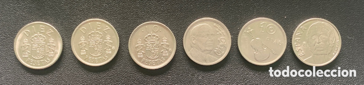 Monedas Juan Carlos I: 10 pesetas 6 monedas - Foto 2