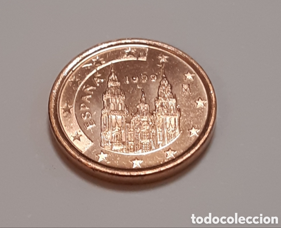 Monedas Juan Carlos I: Moneda con error, sin circular de un c&eacute;ntimo de Espa&ntilde;a, 1999. - Foto 1
