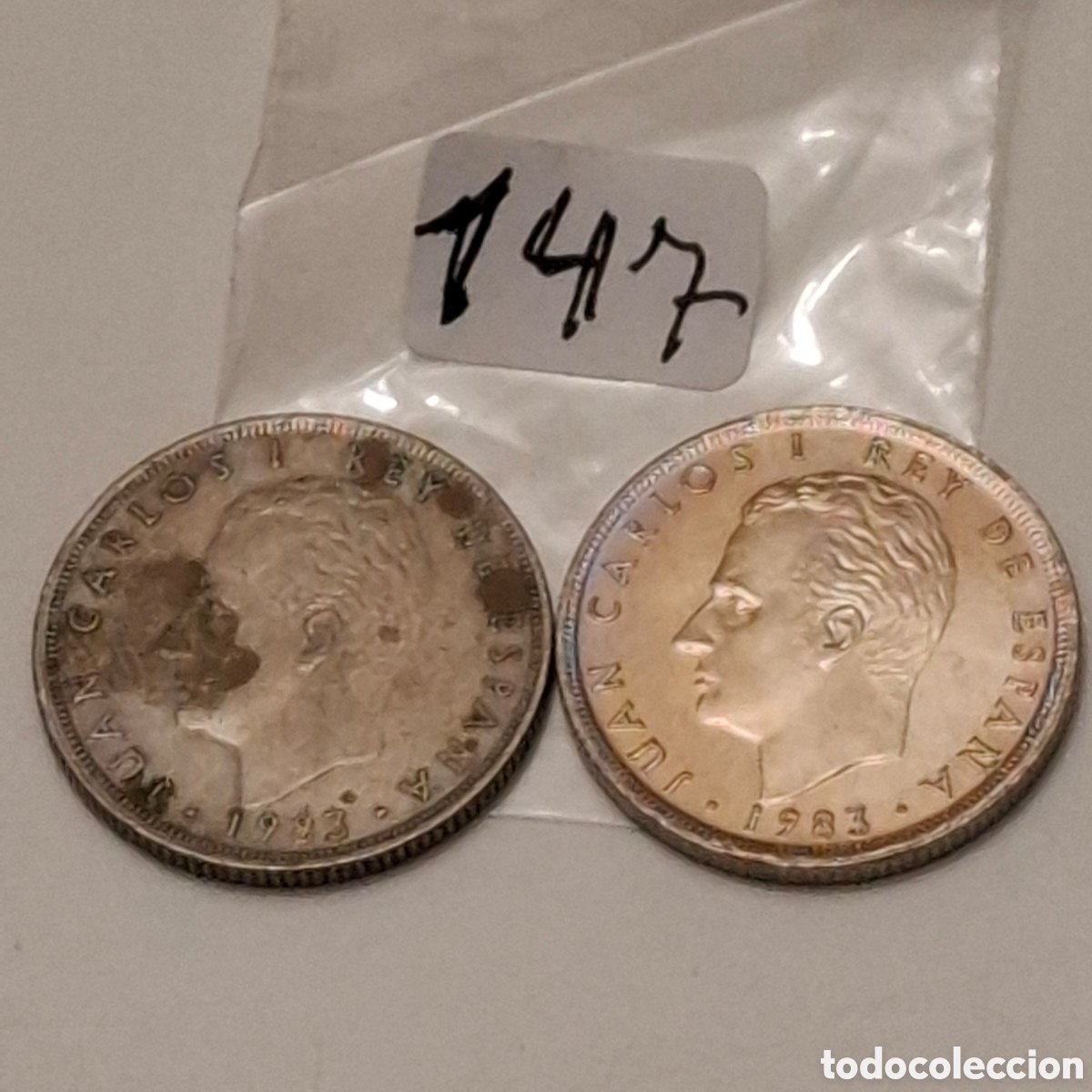 Monete Juan Carlos I: Dos Monedas De 25 Pesetas, Juan Carlos I Rey De Espa&ntilde;a 1983, Corona Real.