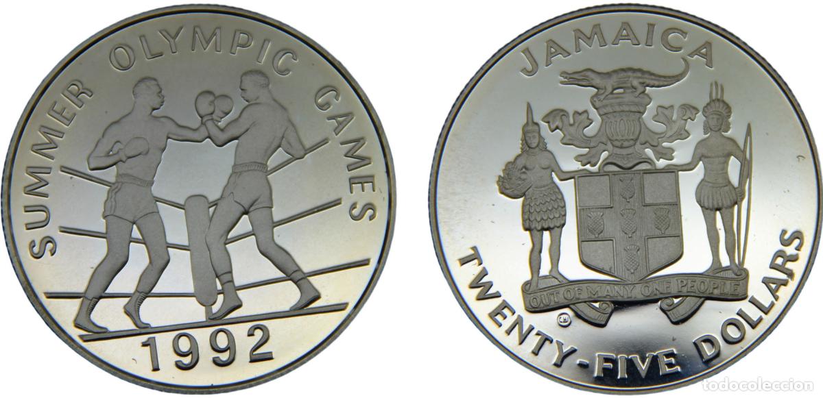 Coins Juan Carlos I: Jamaica Commonwealth 1992 25 Dollars 1992 Summer Olympics, Barcelona, boxing