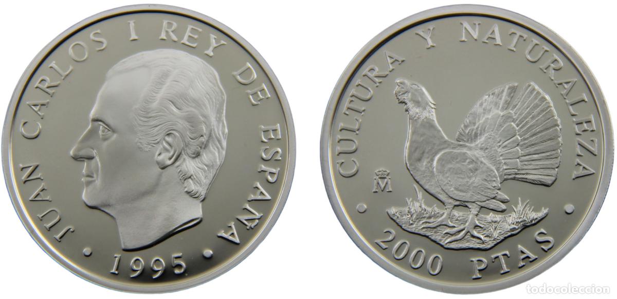 Coins Juan Carlos I: Spain Kingdom Juan Carlos I 1995 M 2000 Pesetas Culture and Nature, Capercaillie