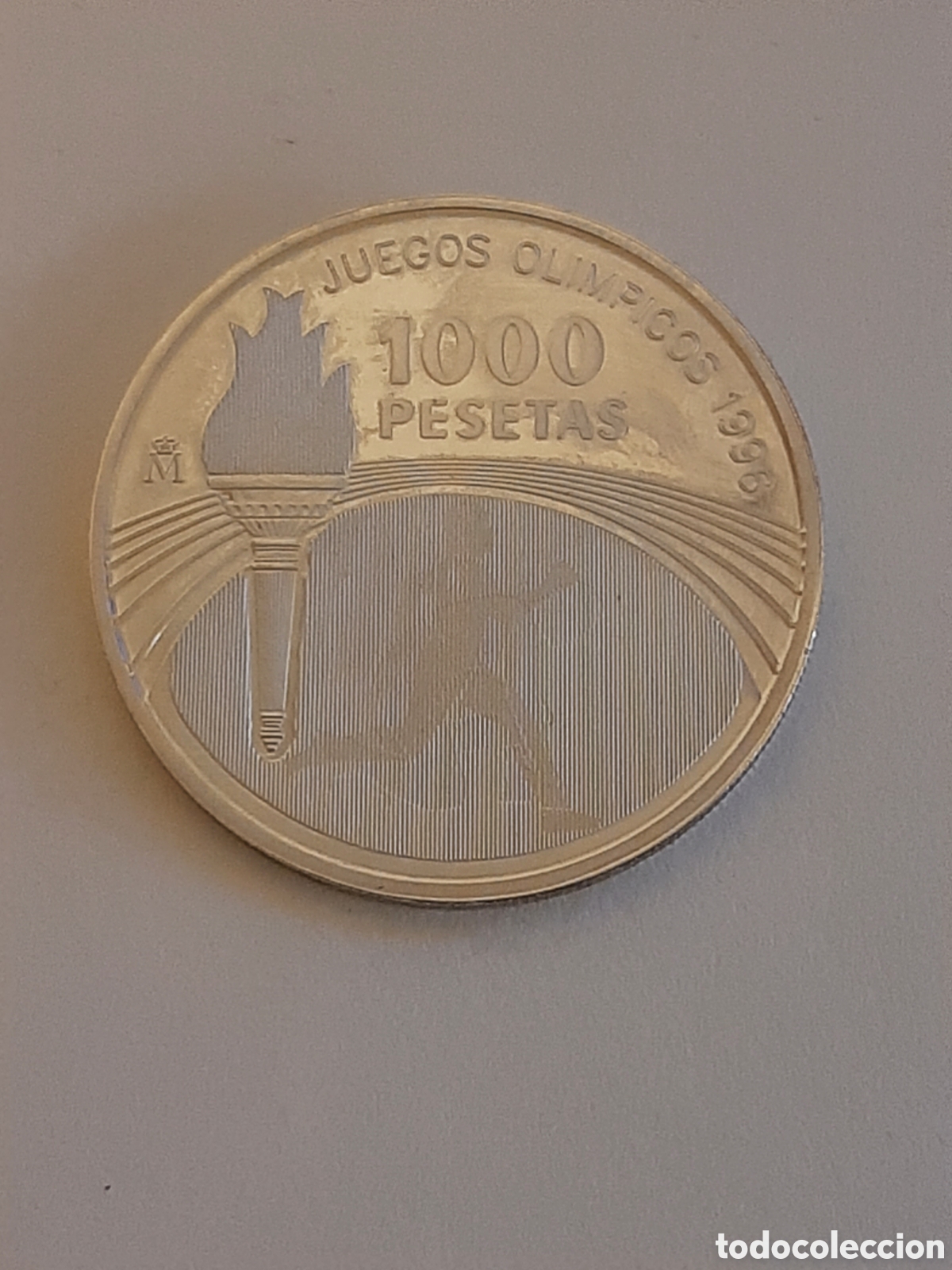 Coins Juan Carlos I: ESPA&Ntilde;A JUAN CARLOS I 1000 PESETAS 1995 PLATA OLIMPIADAS 1996 ACU&Ntilde;ACION PROFESIONAL