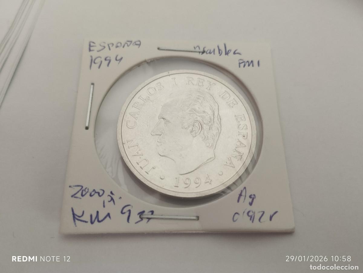 Monedas Juan Carlos I: 1 moneda plata de 2000 ptas 1994 - Foto 1