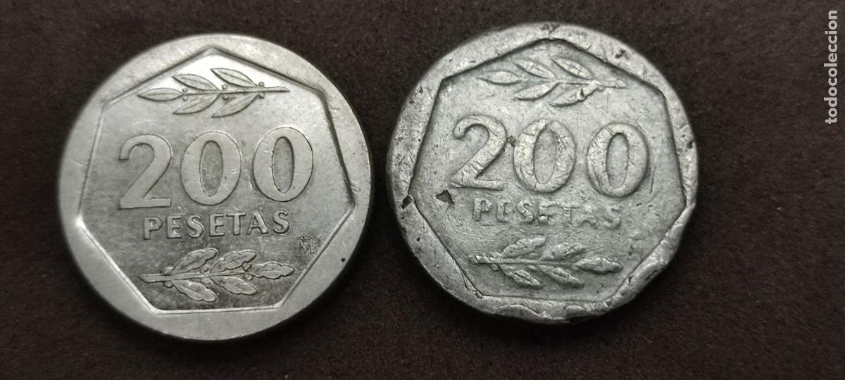 Monedas Juan Carlos I: 200 pesetas de 1988 de Juan Carlos I falsa de &eacute;poca es de fundicion