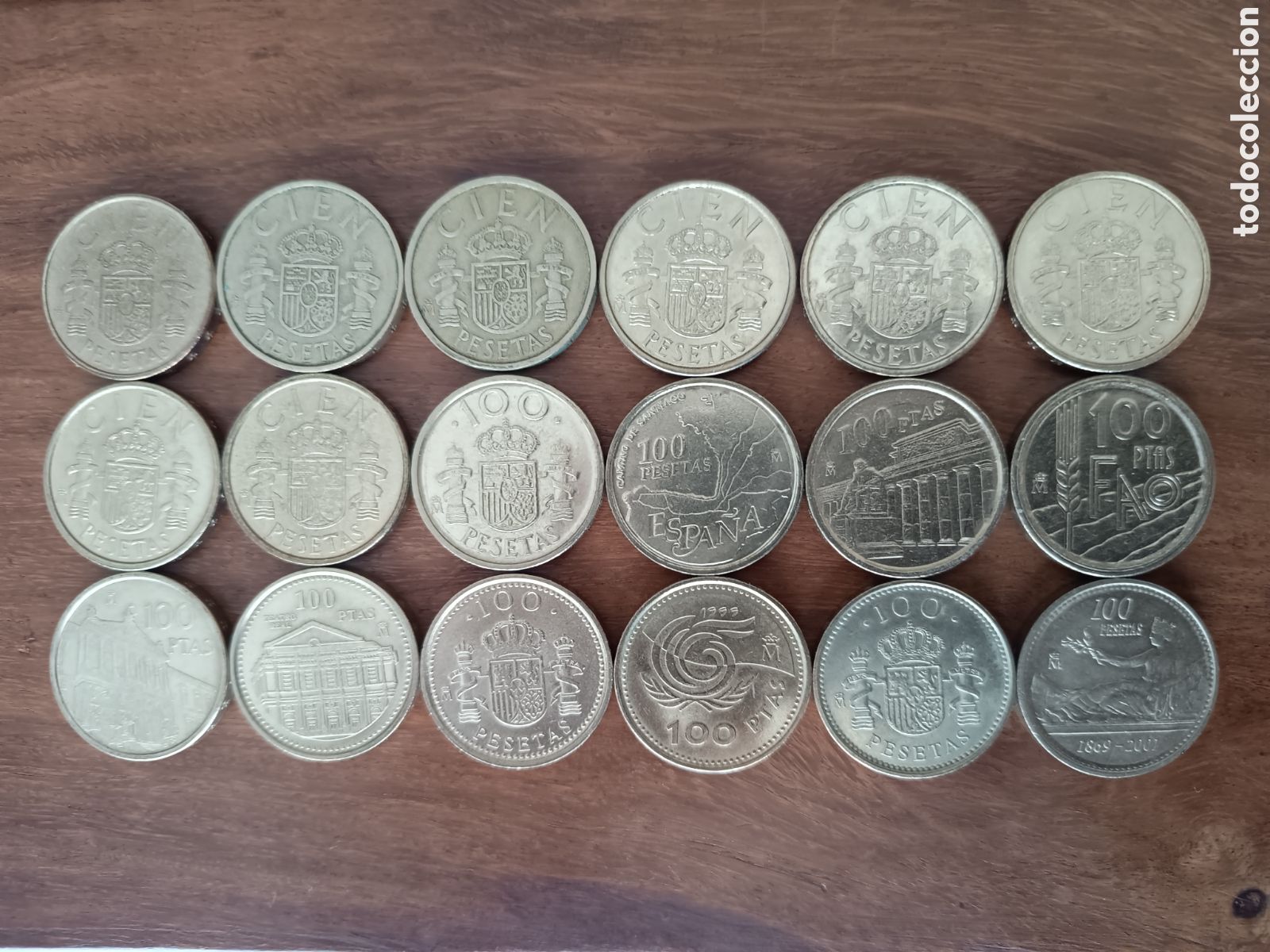 Monete Juan Carlos I: LOTE DE LAS 18 MONEDAS DE 100 PESETAS - A&Ntilde;OS 1982 A 2001