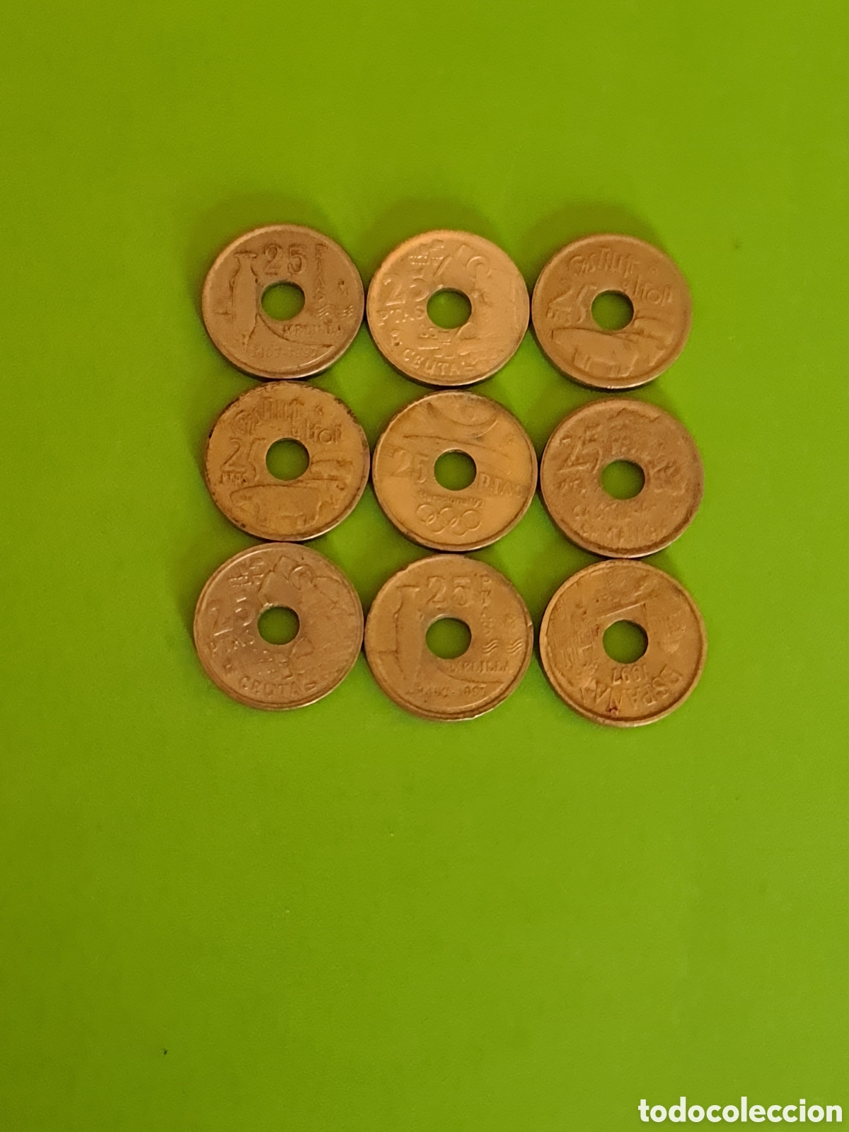 M&uuml;nzen unter Juan Carlos I: Lote de 9 Monedas de 25 pesetas Espa&ntilde;olas