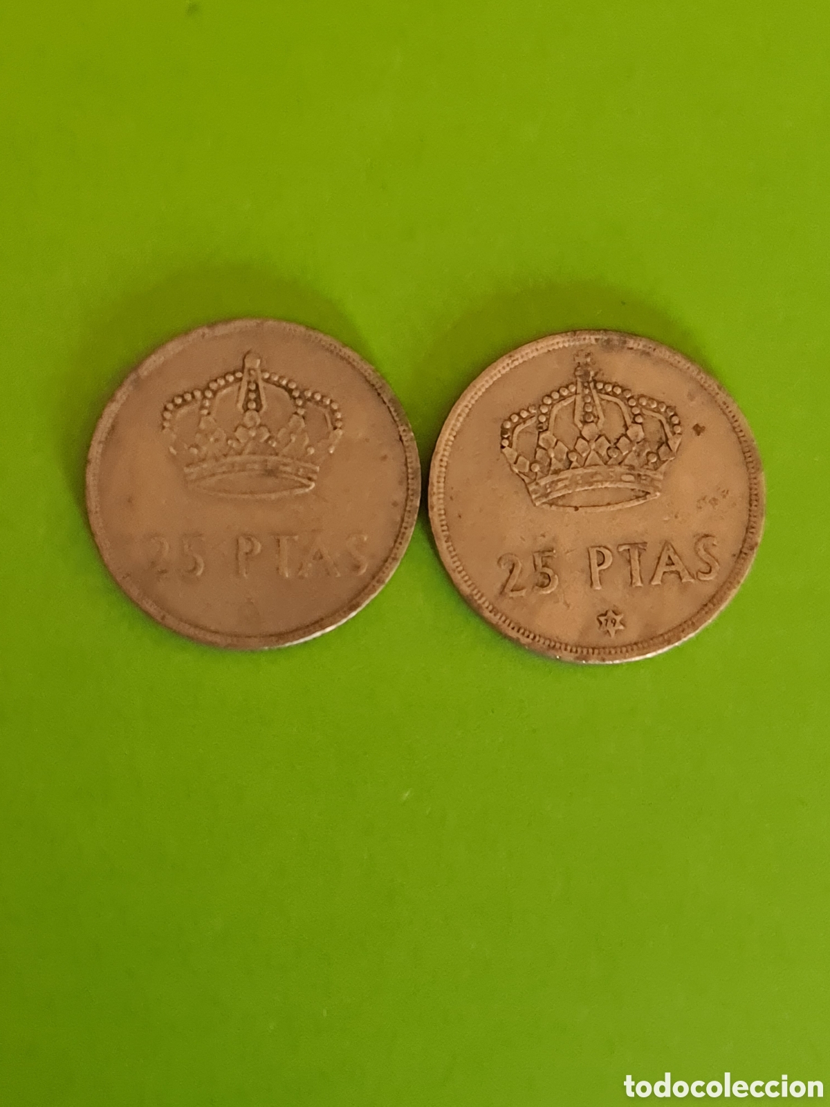 Moedas Juan Carlos I: Dos monedas de 25 pesetas/ Espa&ntilde;a/ Juan Carlos I.
