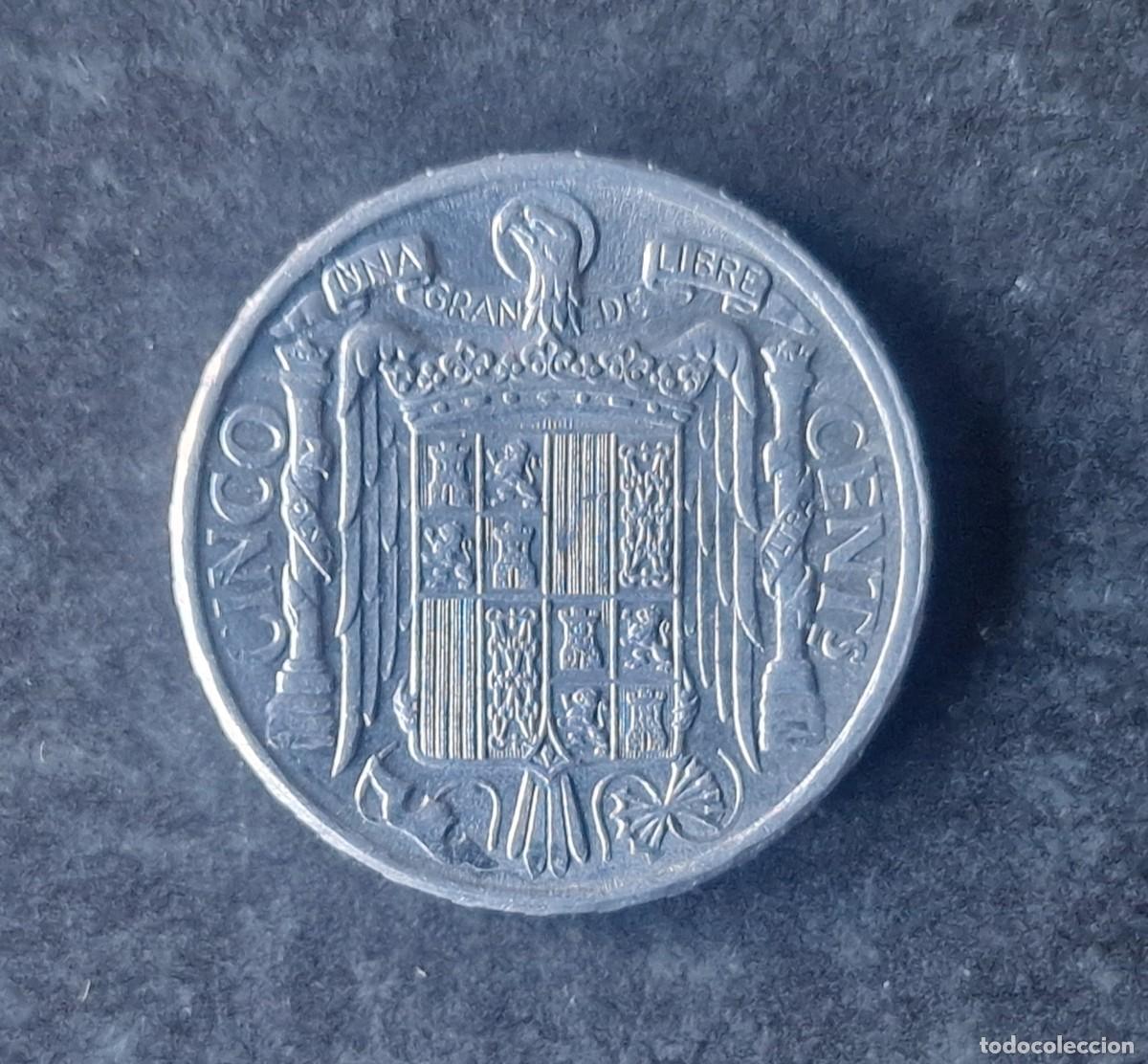 Monedas Juan Carlos I: 5 C&Eacute;NTIMOS DE 1945 EBC+ DEL CABALLO - Foto 1