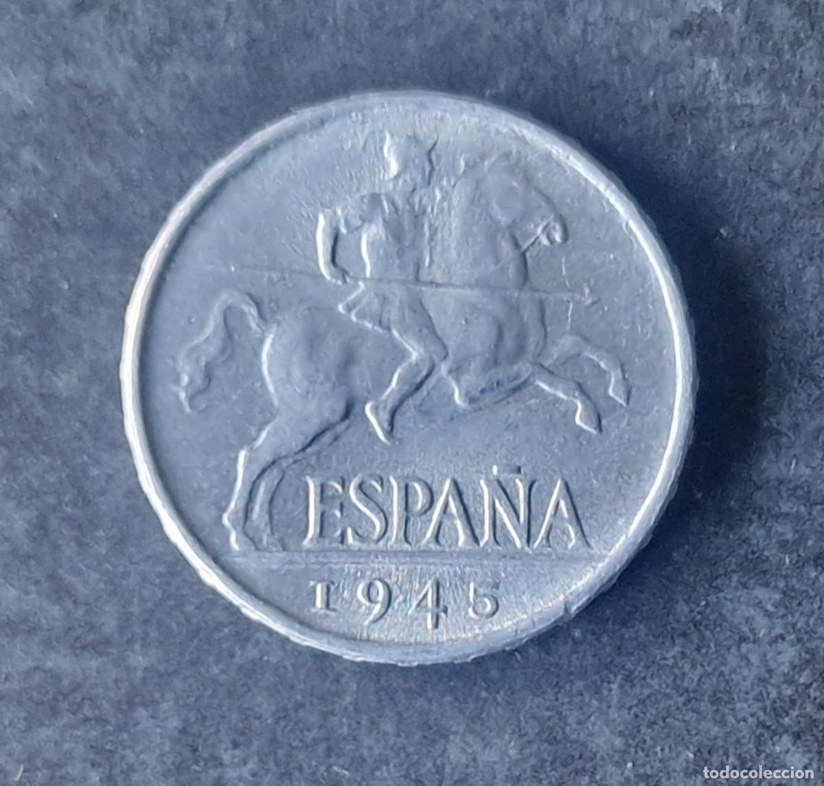 Monedas Juan Carlos I: 5 C&Eacute;NTIMOS DE 1945 EBC+ DEL CABALLO - Foto 2