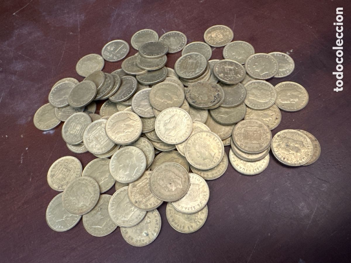 Monedas Juan Carlos I: LOTE DE 105 MONEDAS DE COBR&Eacute; DE UNA PESETA. JUAN CARLOS PRIMERO