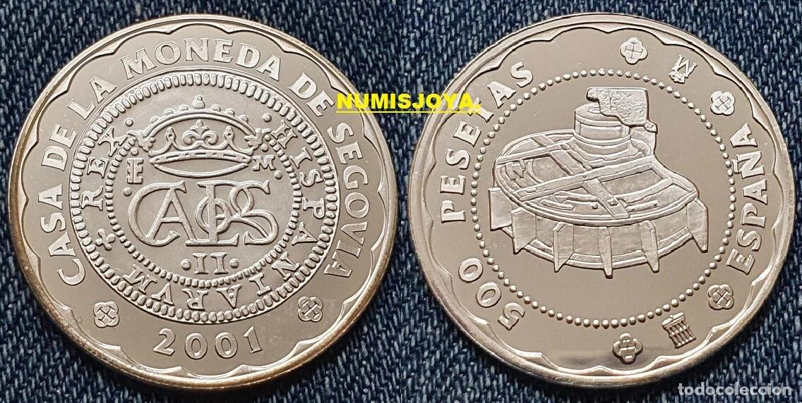 Monedas Juan Carlos I: 500 Pesetas PLATA a&ntilde;o 2001 Casa de la Moneda de Segovia. MUY ESCASA. Estuche de la imagen.